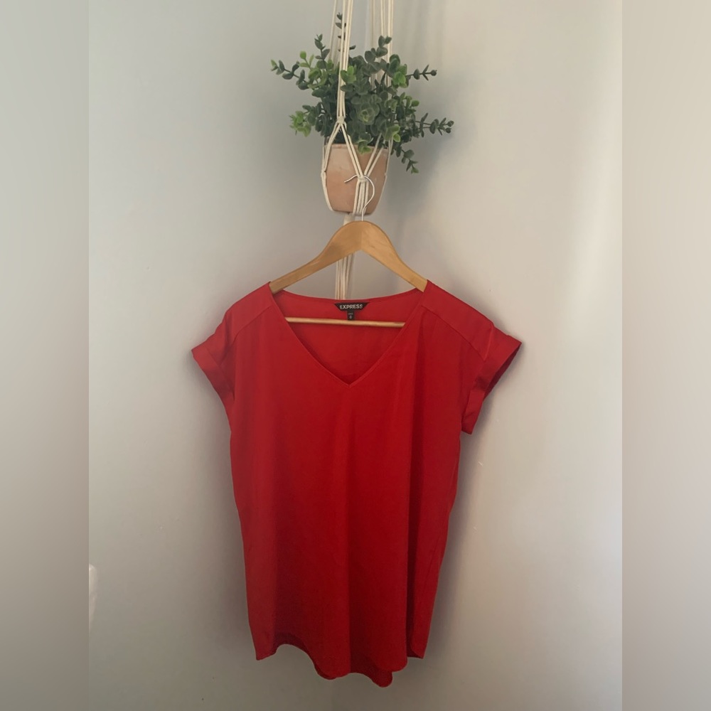 Express Red Satin Top Size M